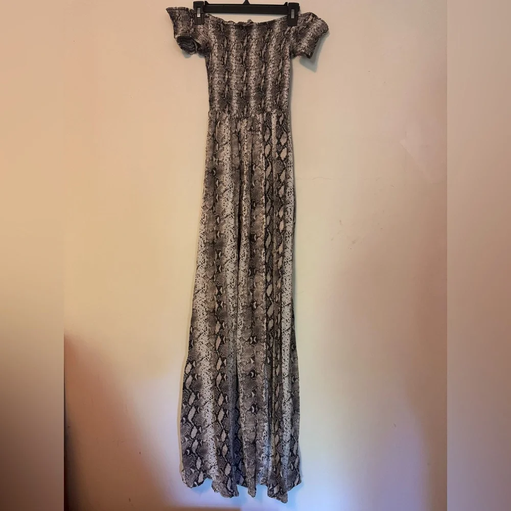 Snake Print Off-Shoulder Maxi Dress - Picture 2 of 2